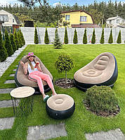 Надувное кресло с пуфиком для отдыха Air Sofa (116х98х83см), Воздушное надувное кресло-лежак tpz