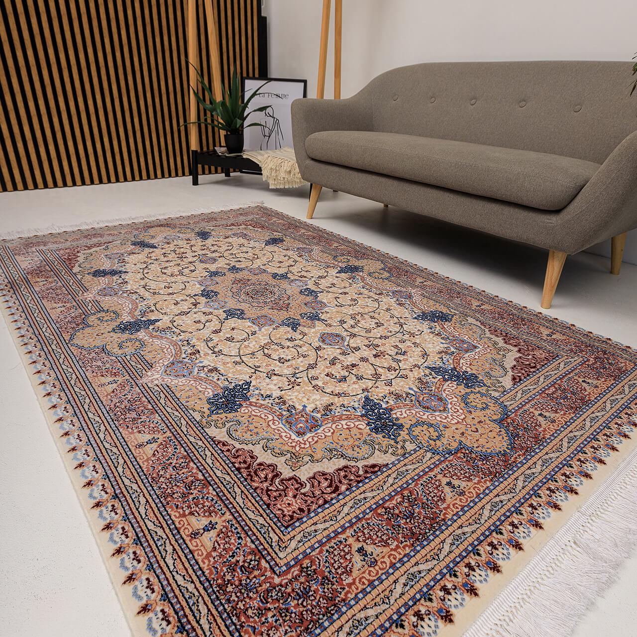 Килимок східна класика SHAHNAMEH 8513C 1,5Х2,3 Білий прямокутник 1500000, 2 Х 3 м, Червоний