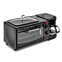 Настольная электрическая печь Stenson R30931 для кухни с кофеваркой и сковородкой 3в1