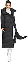 Довга куртка чорна жіноча модель 41830 (ОСТАЛСЯ ТІЛЬКИ 62(6XL))