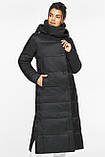 Довга куртка чорна жіноча модель 41830 (ОСТАЛСЯ ТІЛЬКИ 62(6XL)), фото 4