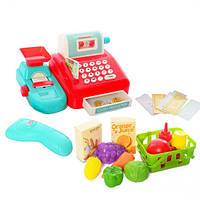 Іграшковий касовий апарат, каса з вагами і продуктами, дитяча іграшка, гра в продавця, звук (SD8352)