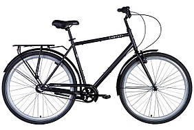 Велосипед сталь 28" Dorozhnik COMFORT MALE Планетарна рама-22" чорний (матовий) з багажником задн St з крылом