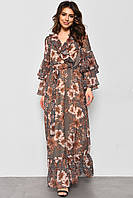 Платье женское шифоновое коричневого цвета с принтом 174146S