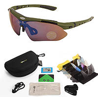 Солнцезащитные тактические очки с поляризацией RockBros 5 комплектов линз Олива faraon