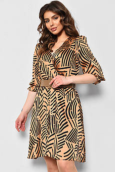 Сукня жіноча шифонова коричневого кольору з принтом 174164S