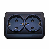 Розетка подвійна із заземленням 16 А Acura Графіт