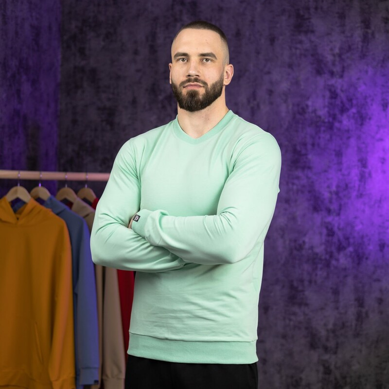 Світшот Pobedov 001 без малюнка. Колір: ментоловий, фото 1