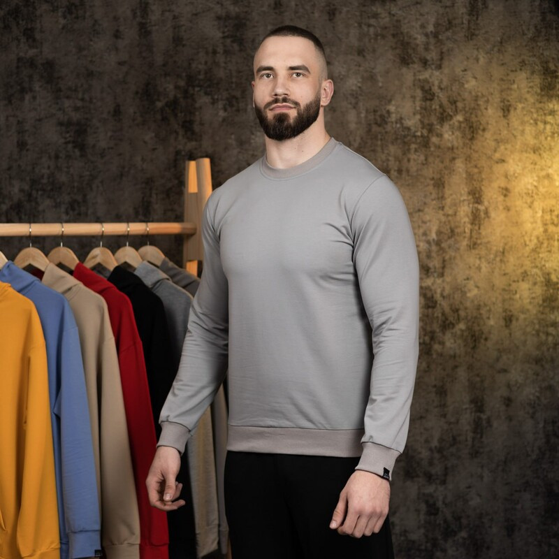 Світшот Pobedov 001 з круглим вирізом. Колір: Сталевий, фото 1