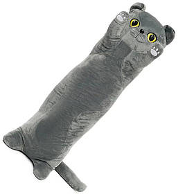 М'яка іграшка "Кіт батон" K15312 сірий, 100 см — MegaLavka