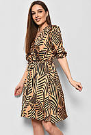 Платье женское шифоновое коричневого цвета с принтом р.42 174166T Бесплатная доставка