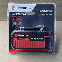Акумулятор 20 В, Li-ion, 4.0 А·год, індикатор рівня заряду INTERTOOL WT-0341