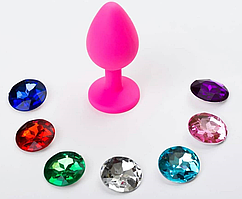Анальна пробка для еротичних ігор для дорослих з кристалом (червона)
