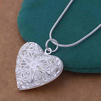Женский кулон сердце ажурное из ювелирного сплава. Подвески украшение на шею в форме сердца медальоны подвески