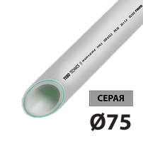 Труба PPR PN20 скловолокно 75 TEBO сіра 4/8 м