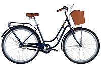 Велосипед сталь 28 Dorozhnik RETRO Velosteel рама-19" темно-зеленый с багажником задн St с корзиной Pl с крыло
