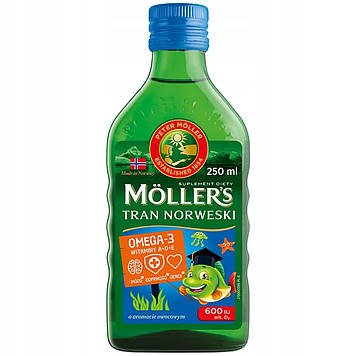 Риб'ячий жир Mollers (Омега 3) з печінки тріски та фруктовим смаком, 250 мл.