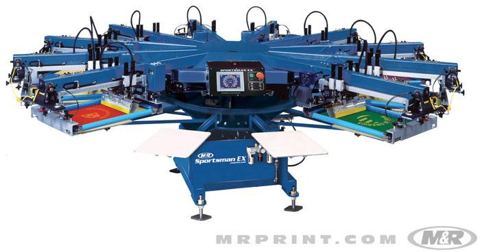Напівавтоматична карусельна машина трафаретного друку за текстильнем M&R SPORTSMAN EX