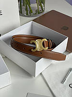 Celine Medium Triomphe Belt In Taurillon Leather Brown 100 х 2.5 см