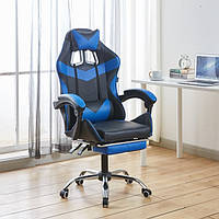 Крісло геймерське Bonro BN-810 чорно-синій з підставкою для ніг (42400285)