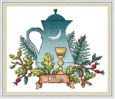 Набір для вишивання за нанесеною на канву схемою "Teapot Series 3". AIDA 14CT printed 28*22 см