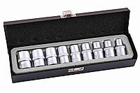 Набор головок 9 ед. "Intertool" 1/2" Torx E10-E24 в метал. чемодане (ET-6014)
