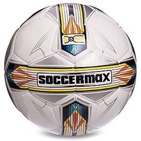 М'яч футбольний SOCCERMAX FIFA FB-0176 No5 PU білий-сірий жовтий