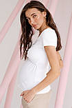 Футболка для вагітних біла з секретом для годування годуючим мамам в рубчик 42, фото 3