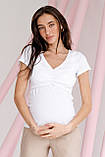 Футболка для вагітних біла з секретом для годування годуючим мамам в рубчик 42, фото 4