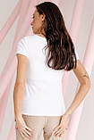Футболка для вагітних біла з секретом для годування годуючим мамам в рубчик 42, фото 5