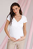 Футболка для вагітних біла з секретом для годування годуючим мамам в рубчик 42, фото 6