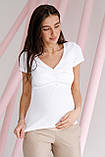 Футболка для вагітних біла з секретом для годування годуючим мамам в рубчик 42, фото 8