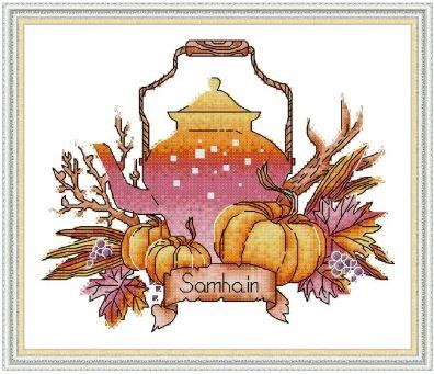 Набір для вишивання за нанесеною на канву схемою "Teapot Series 8". AIDA 14CT printed, 30*26 см