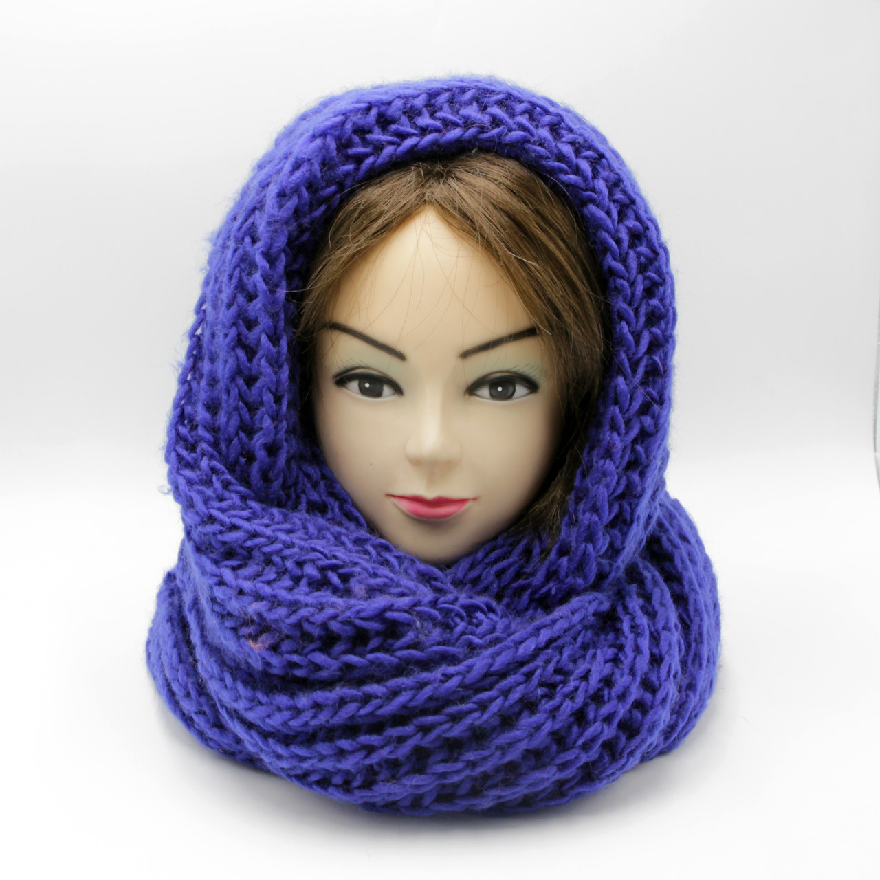 Теплий хомут синій на зиму/осінь із вовни, жіночий шарф снуд в'язаний, синій хомут теплий великий