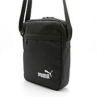 Барсетка сумка через плечо Puma черная, стильная сумка-мессенджер мужская планшет