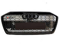 Решетка радиатора в стиле RS на Audi A6 C8 2018-2022 год ( Черная под камеру без дистроника ) от RT