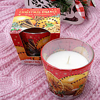 Свеча ароматизированная Bartek в стакане Рождественский апельсин с корицей 115г на 30 часов горения