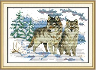 Набір для вишивання за нанесеною на канву схемою "Wolf pup". AIDA 14CT printed 26*18 см