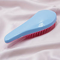 Массажная расческа для волос Mini, щетка для волос розовая с голубым однотонная, масажка 15х6см
