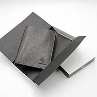 Коричневое глянцевое портмоне Grande Pelle из натуральной кожи, Мужской кошелек с AirTag
