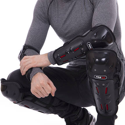 Комплект мотозахисни PRO-X MS-5480 (колі, голень, передпліччя, лікоть) чорний, фото 1
