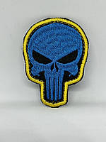 Шеврон нарукавная эмблема Світ шевронів Череп 58×80 мм Желто-синий BS, код: 7791460