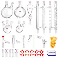Лабораторний набір для дистиляції VEVOR, набір лабораторного посуду для дистиляції 3,3 бори на 24 і 40 сполук, набір обладнання
