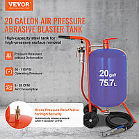 Мобильный пескоструйный аппарат VEVOR 75,7 л, рабочий шланг 244 см Пескоструйный аппарат с рабочим давлением
