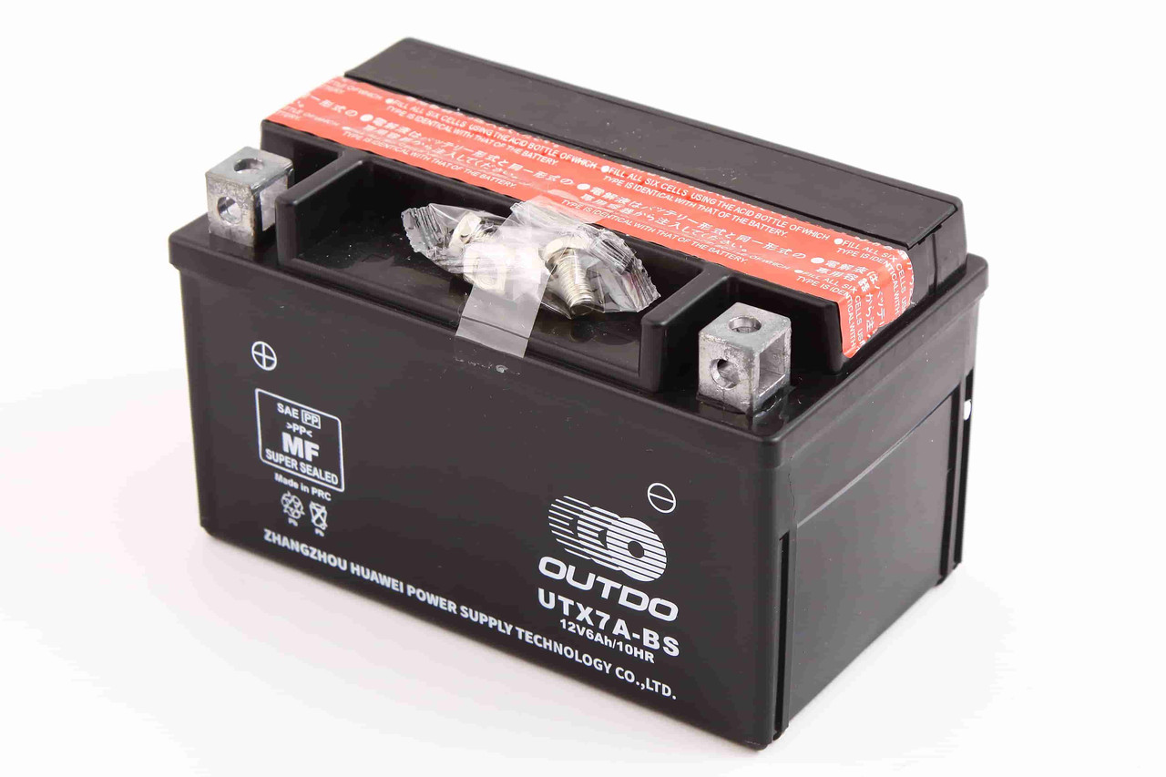 Акум. батарея Мото 12 В 6 А·год "Outdo" AGM сухий + електроліт чорний