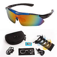 Солнцезащитные тактические очки Oakley с поляризацией 0090 blue 5 линз One siz+ faraon
