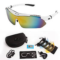 Солнцезащитные очки Oakley с поляризацией 0090 белые 5 линз One siz+ faraon