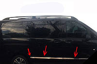 Молдинг дверной (6 частей, нержавейка) Короткая/Средняя, 2 боковые двери для Mercedes Vito / V W447 2014-2024