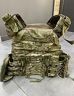 Плитоноска с объемными подсумками, цвет камуфляж, система МОЛЛИ, MIKADO, plate carrier molle placard Купить