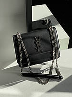 Yves Saint Laurent Medium Sunset in Smooth Leather Black/Silver 22 x 16 x 7 см женские сумочки и клатчи